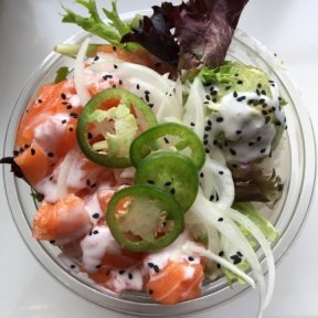 Gluten-free salmon poke from Mainland Poke